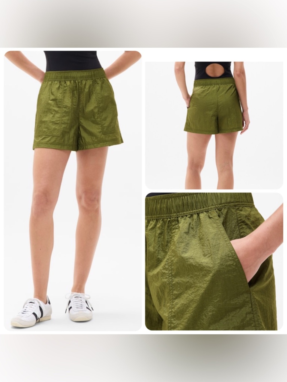 Athleta Lunar Utility Shorts Picoline Olive Green Lightweight Size XL NWT